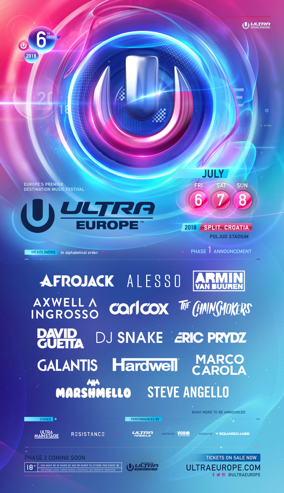 Ultra Europe Announces 2018 Phase 1 Lineup - EDM Chicago