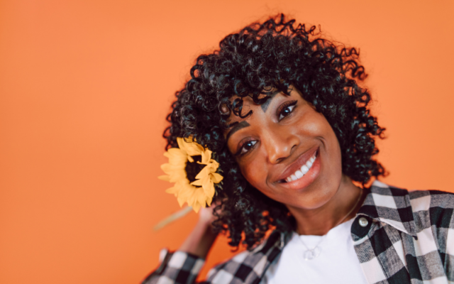 girl with sunflower in hair