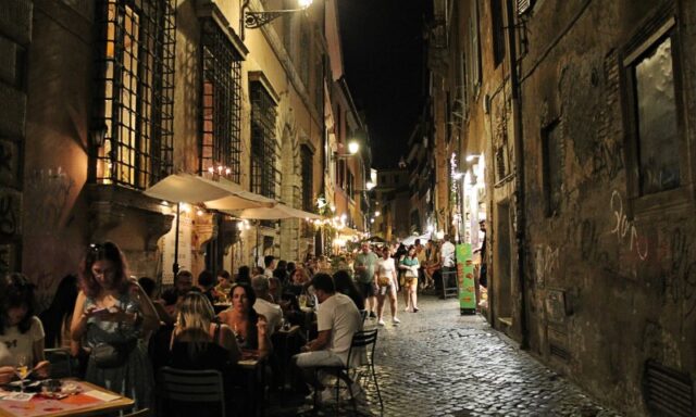 rome street in the evening